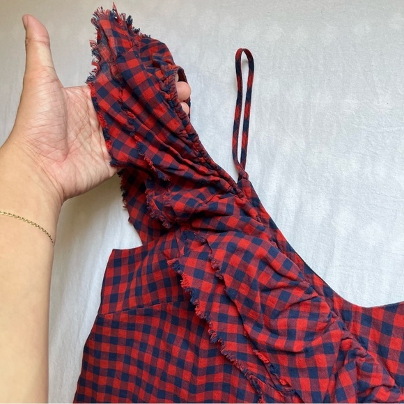 Father’s Daughter navy red plaid ruffle sleeveless mini dress - Picture 3 of 6
